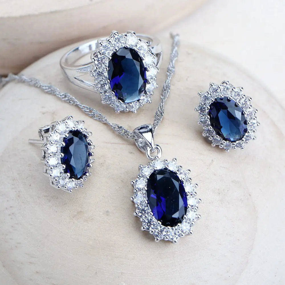 MODAs Blue Zirconia Jewelry Sets