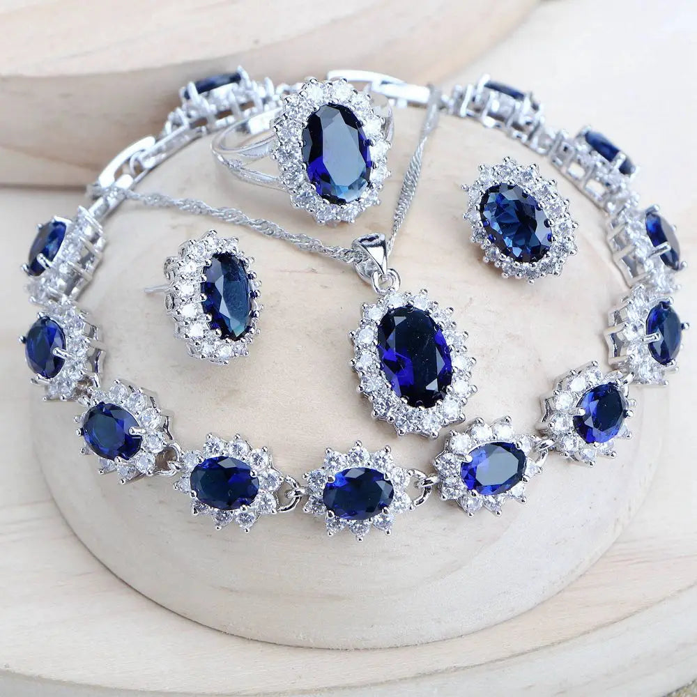 MODAs Blue Zirconia Jewelry Sets