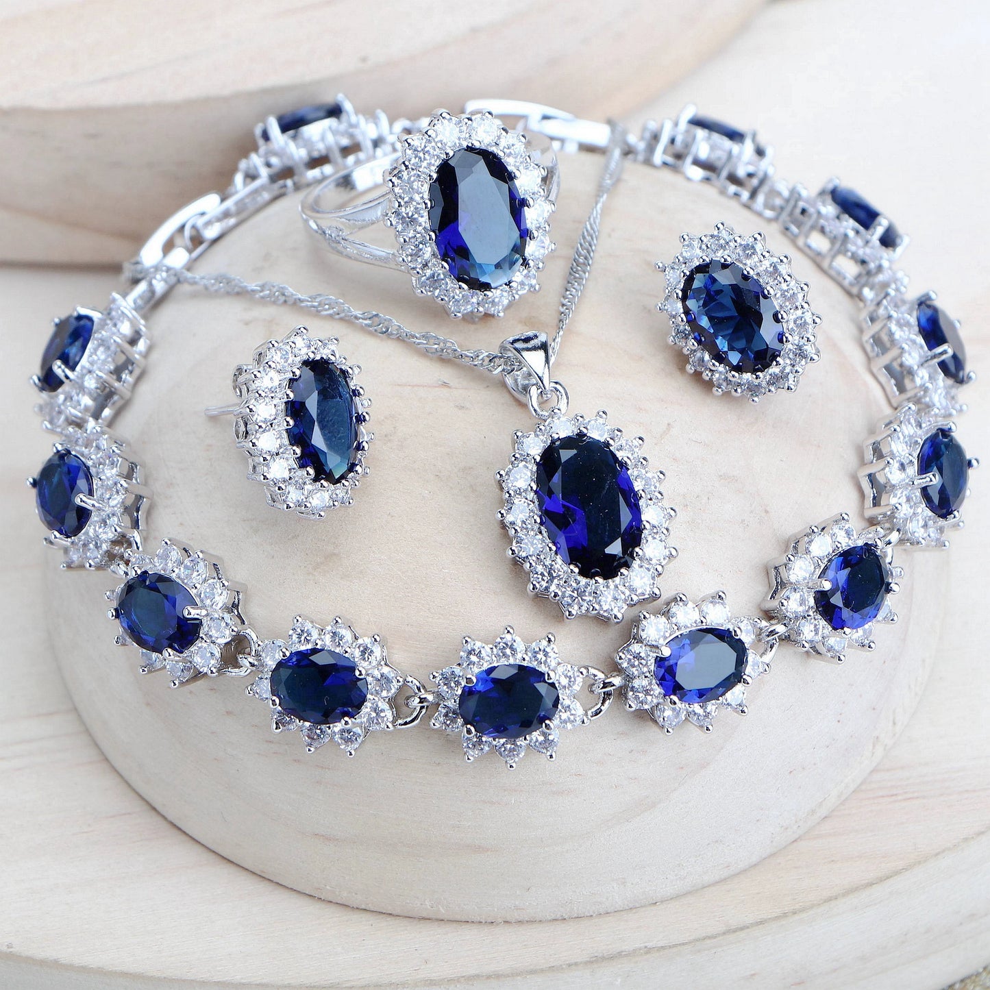 MODAs Blue Zirconia Jewelry Sets
