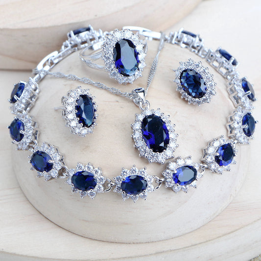 MODAs Blue Zirconia Jewelry Sets