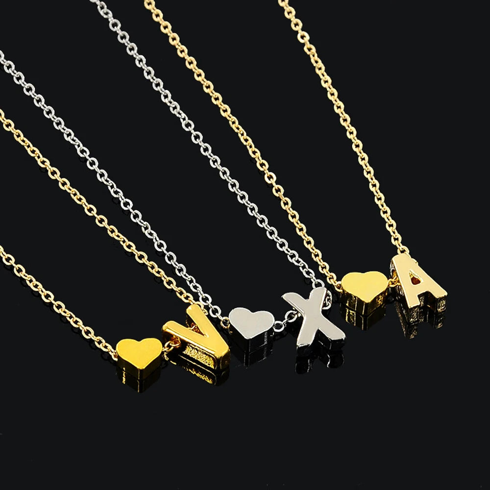 MODA Tiny Heart Dainty Initial Necklace!!
