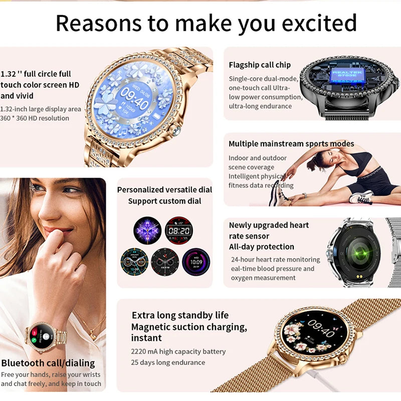 Smart Watch 1.32" AMOLED 360*360 HD FOR WOMEN