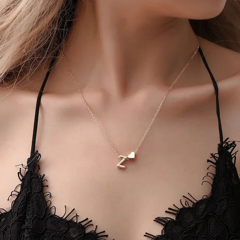 MODA Tiny Heart Dainty Initial Necklace!!