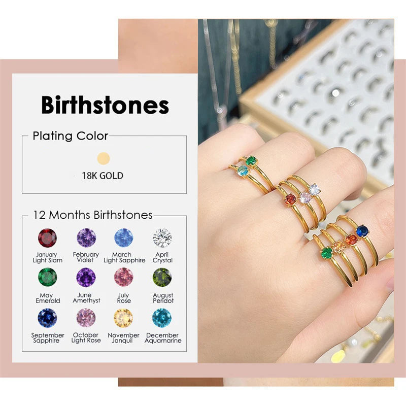 MODA Birthstone Rings for Women Simple Style