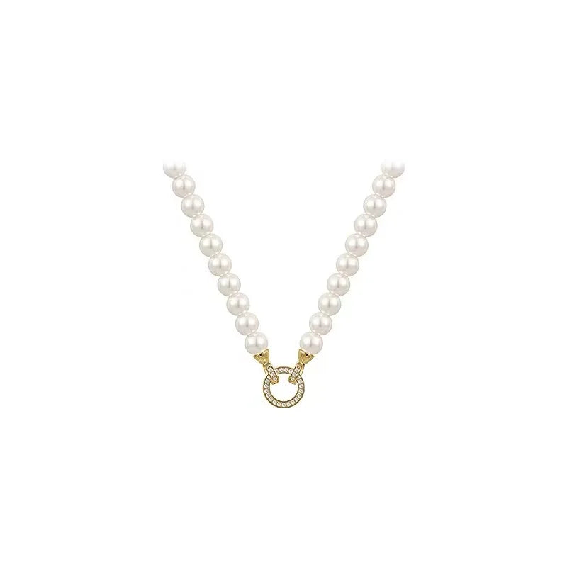 MODAs French Set Zircon Imitation Pearl Beaded Necklace