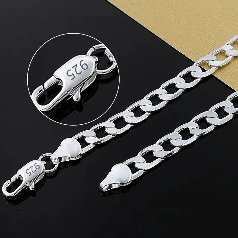MODA 925 Sterling Silver Necklace <16/18/20/22/24 Inches> Classic 6MM Chain