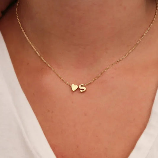 MODA Tiny Heart Dainty Initial Necklace!!