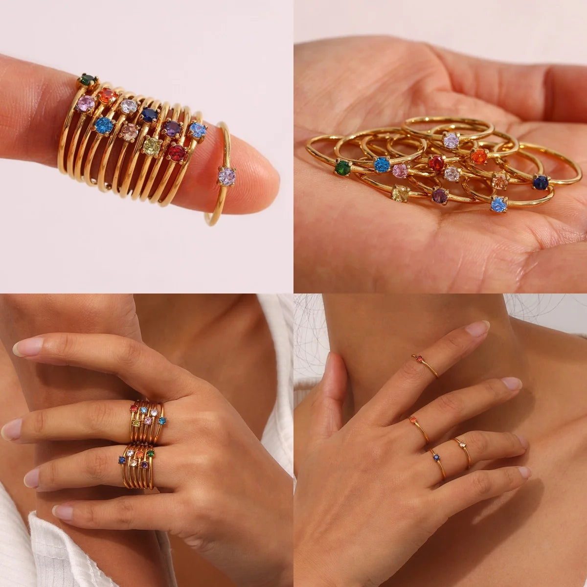 MODA Birthstone Rings for Women Simple Style