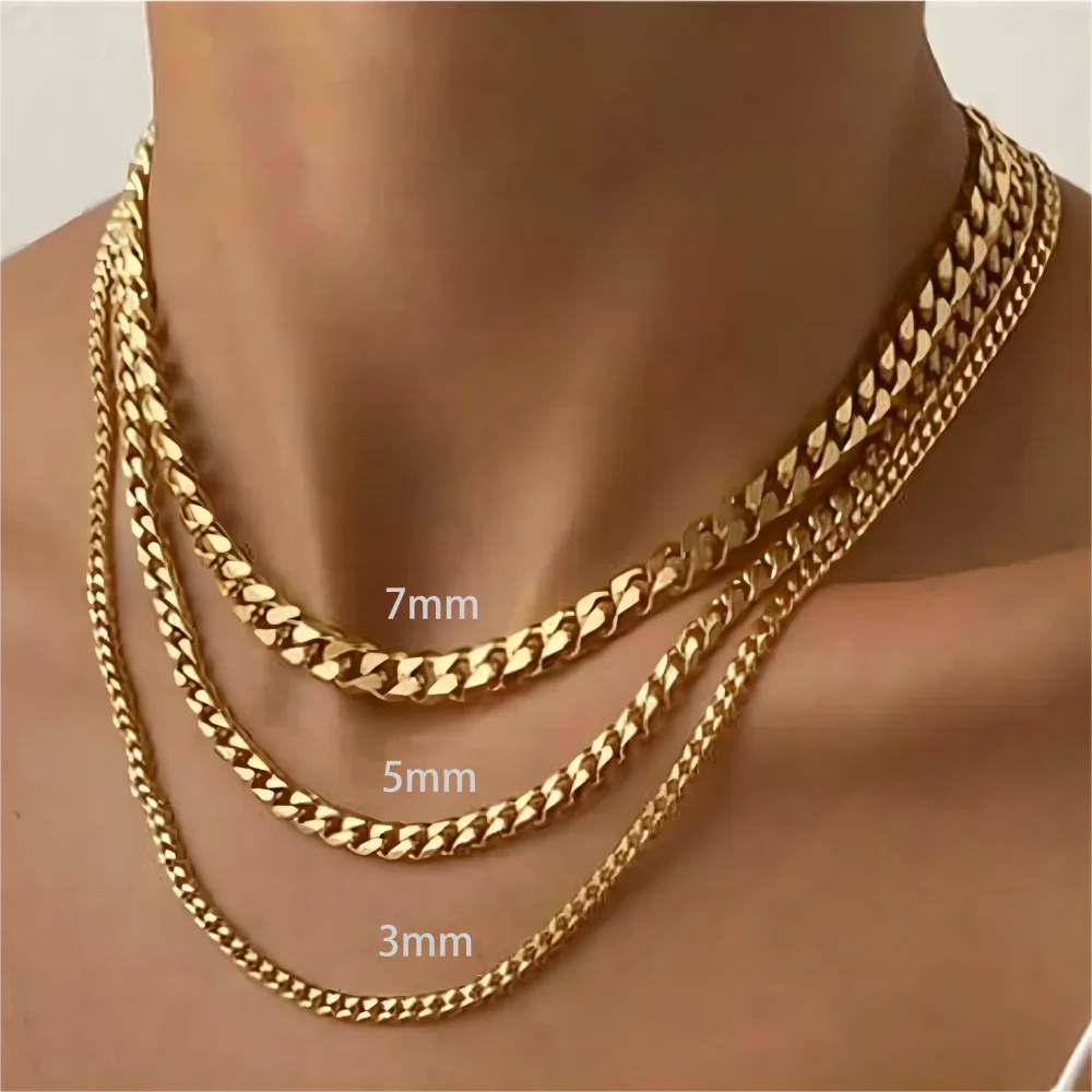 Moda 3/5/7mm  Punk Cuban Chains Necklace for Men
