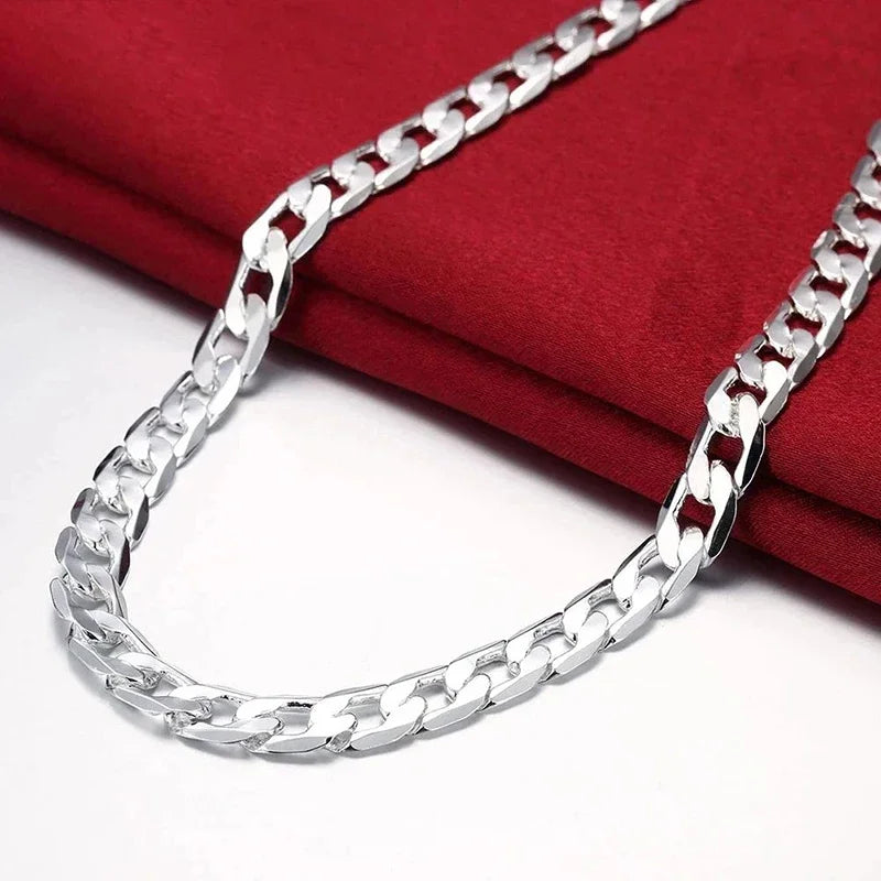 MODA 925 Sterling Silver Necklace <16/18/20/22/24 Inches> Classic 6MM Chain