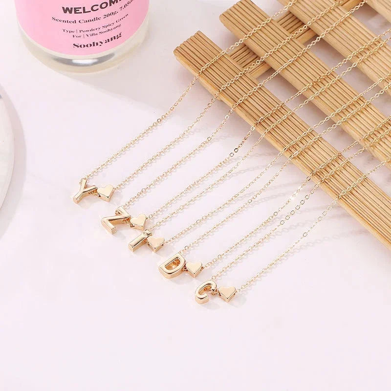 MODA Tiny Heart Dainty Initial Necklace!!