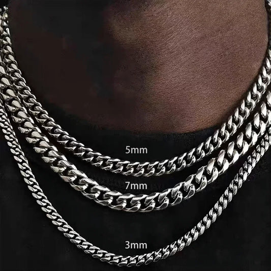 Moda 3/5/7mm  Punk Cuban Chains Necklace for Men