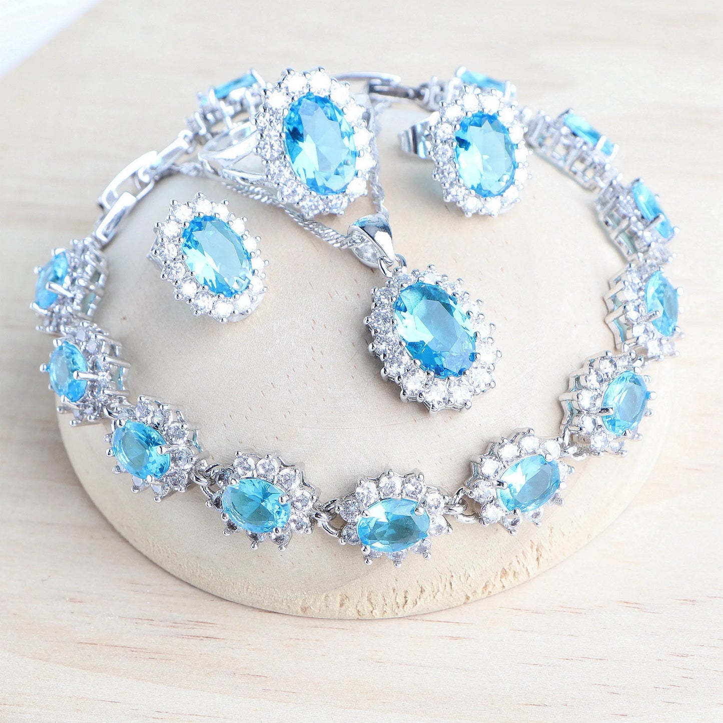 MODAs Blue Zirconia Jewelry Sets