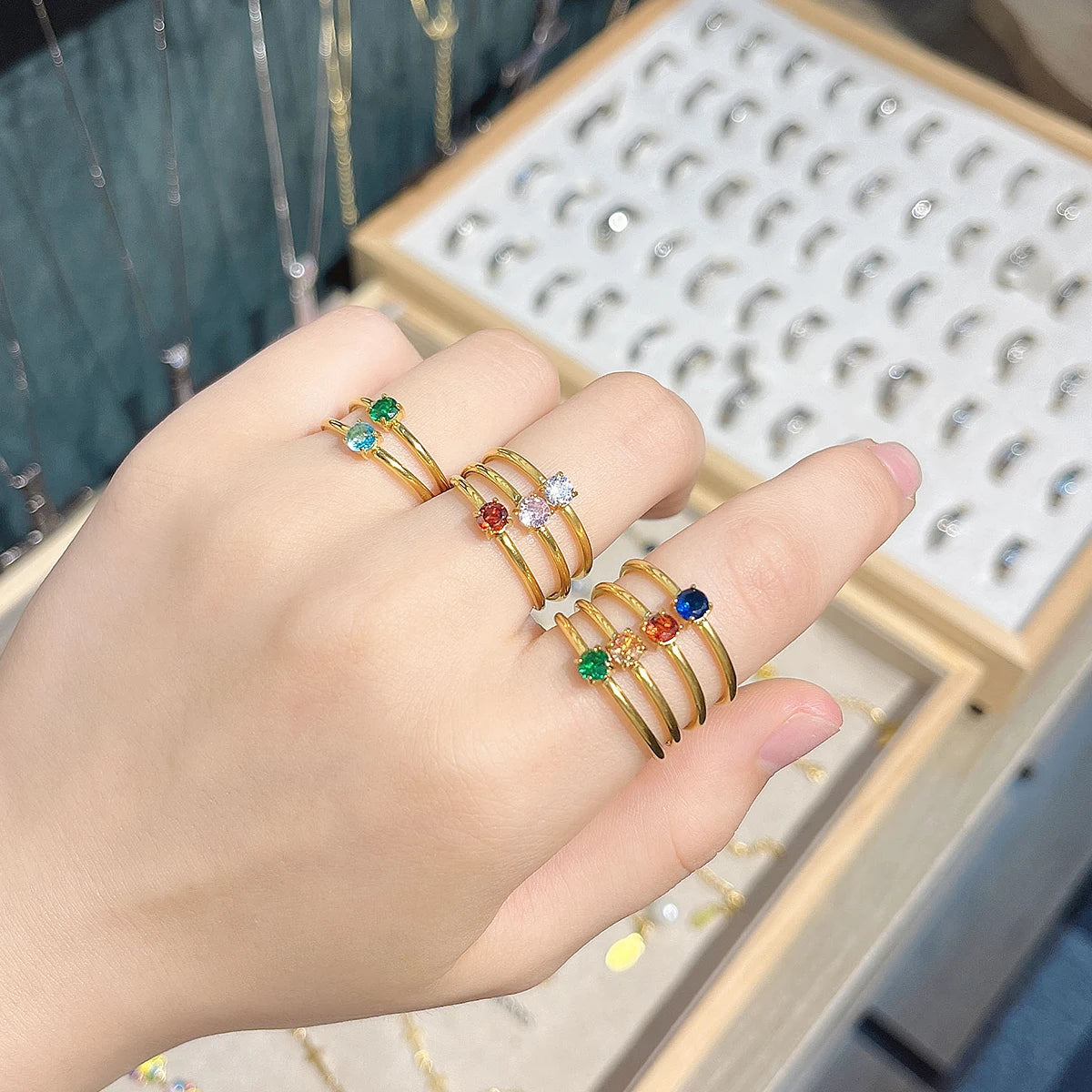 MODA Birthstone Rings for Women Simple Style